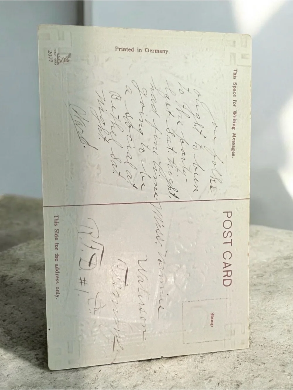 Vintage 1909 Vintage floral birthday postcard with swastika good luck symbols.